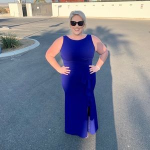 B&A Royal Blue Evening Gown with ruffle detail
